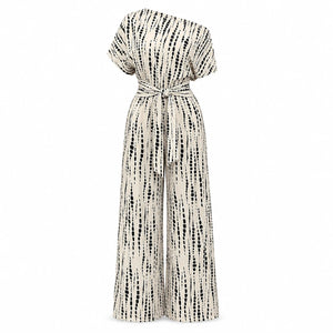 Printed One-Shoulder Wide Leg Jumpsuit WHD0606158