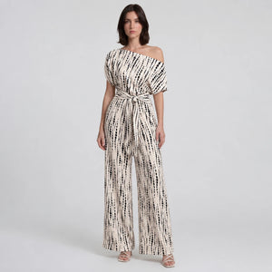 Printed One-Shoulder Wide Leg Jumpsuit WHD0606158