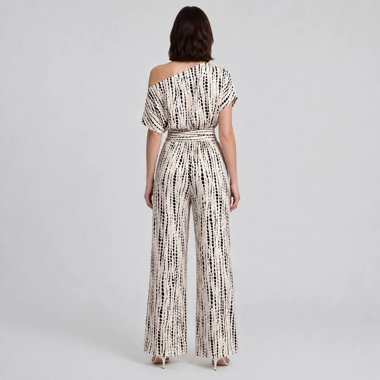 Printed One-Shoulder Wide Leg Jumpsuit WHD0606158