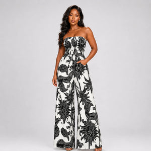 Strapless Printed Wide Leg Jumpsuit WHD0606159