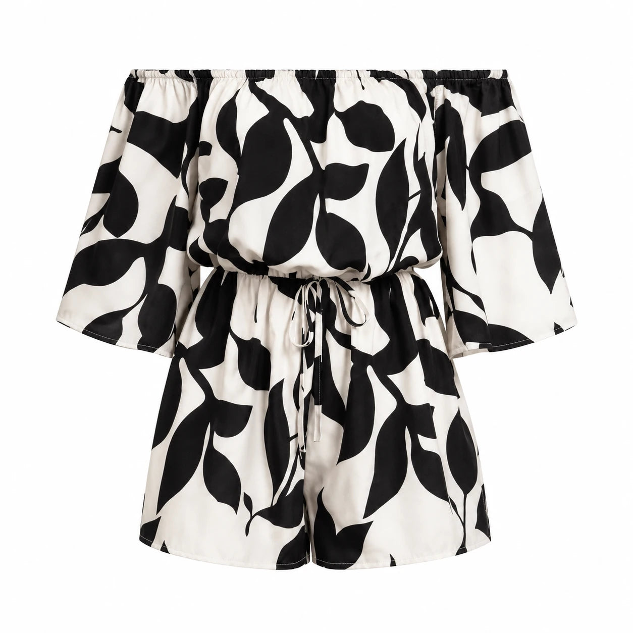 Off-Shoulder Drawstring Romper WHD0606160