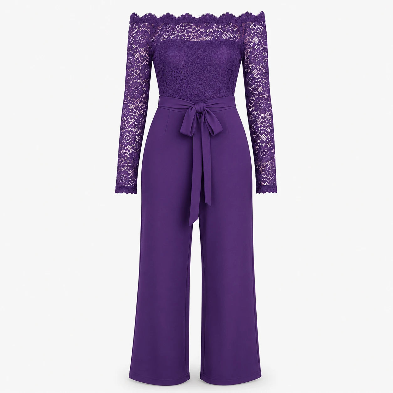 Lace Off-Shoulder Wide Leg Jumpsuit WHD0606161