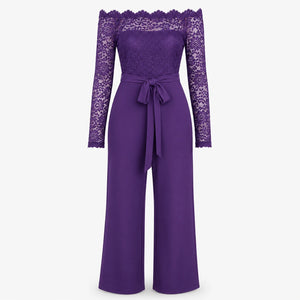 Lace Off-Shoulder Wide Leg Jumpsuit WHD0606161