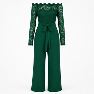 Lace Off-Shoulder Wide Leg Jumpsuit WHD0606161