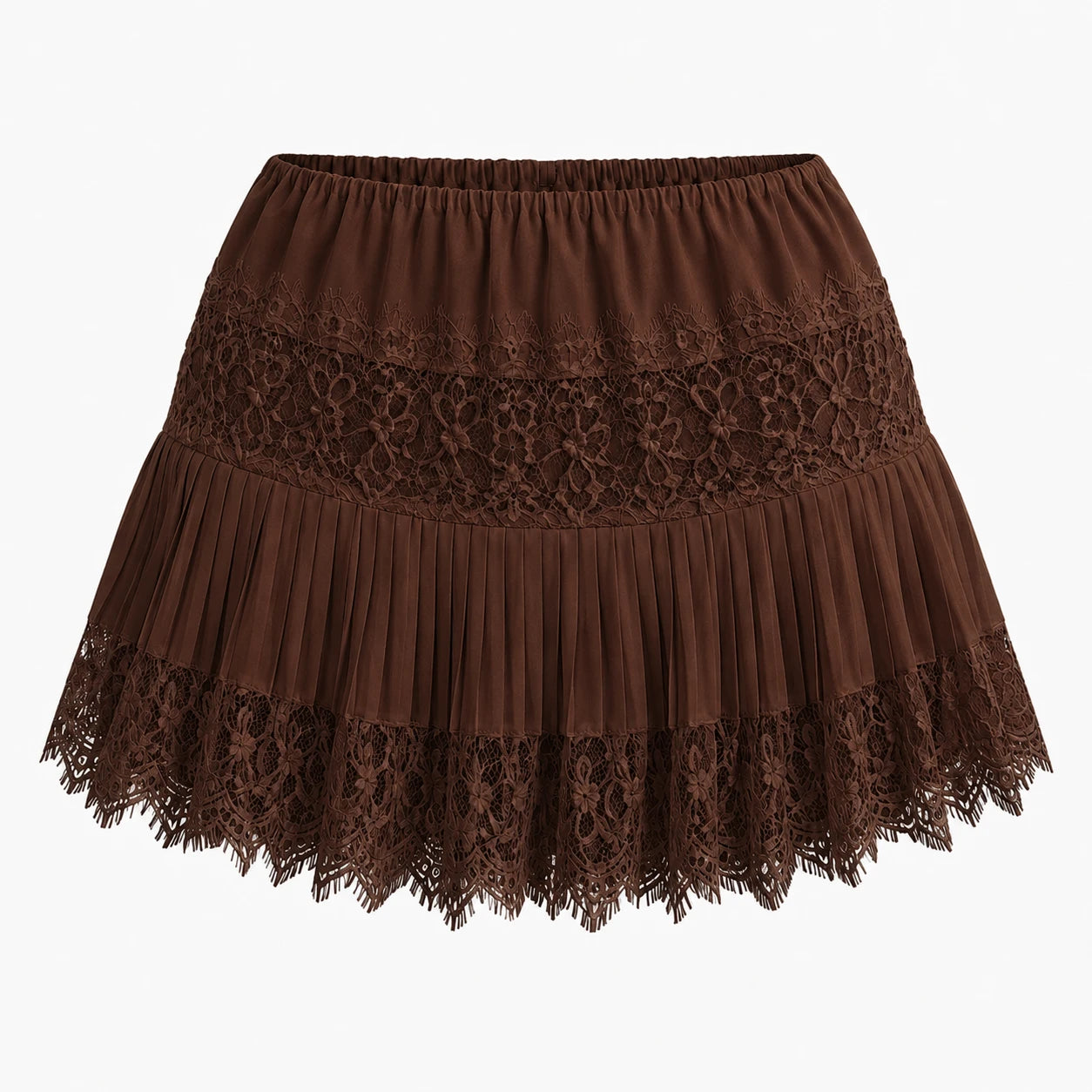 Lace Pleated Mini Skirt WHD0606162