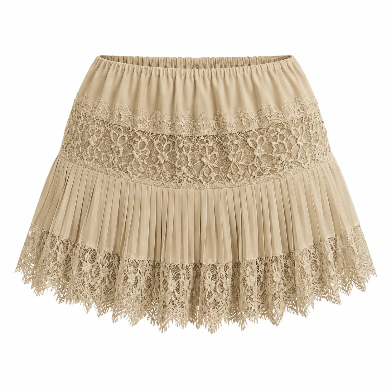 Lace Pleated Mini Skirt WHD0606162