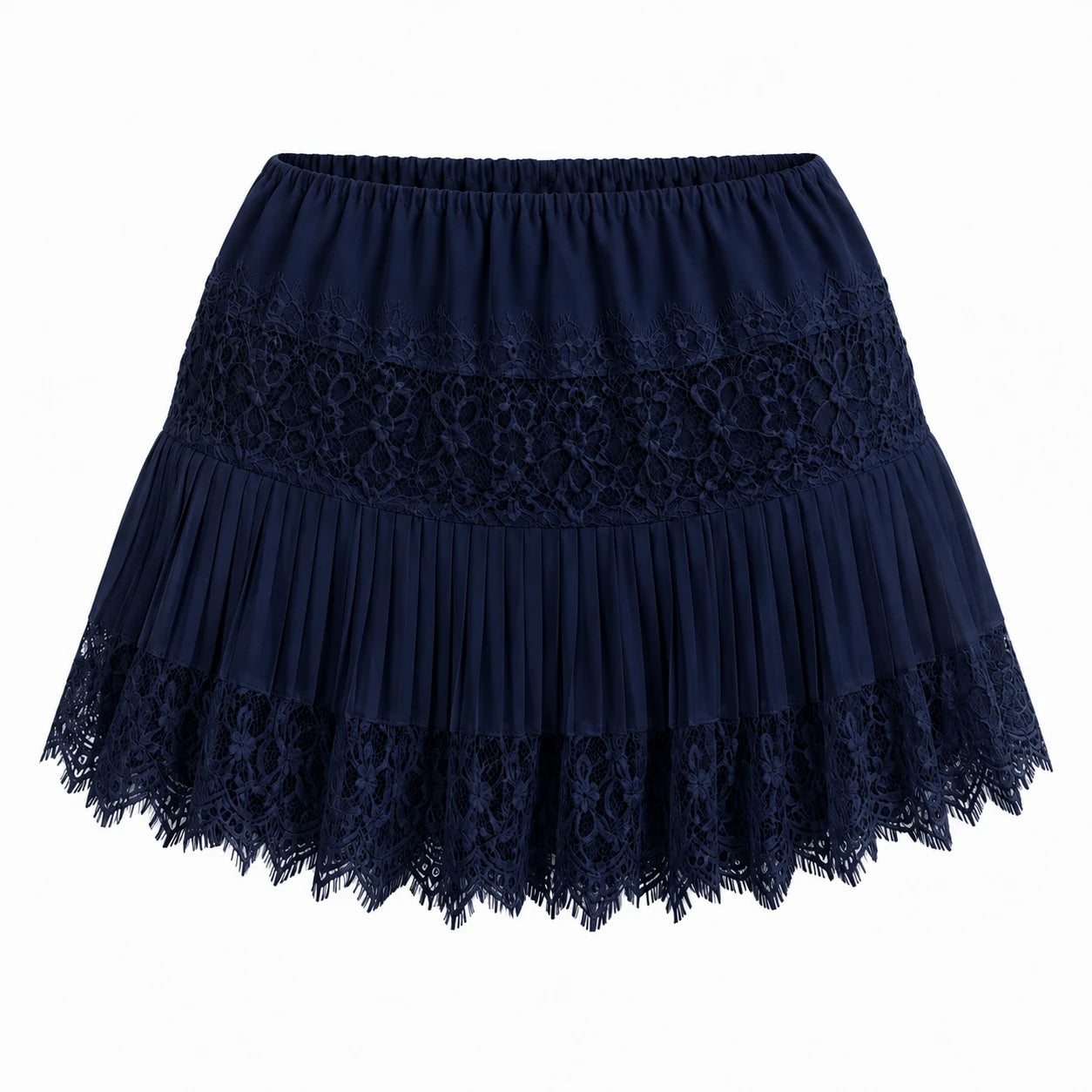 Lace Pleated Mini Skirt WHD0606162