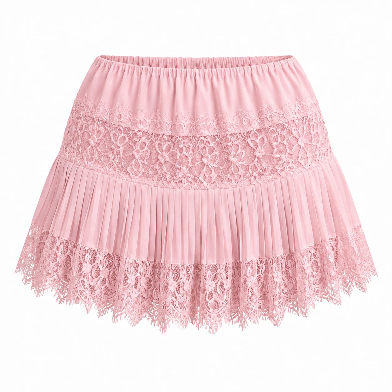 Lace Pleated Mini Skirt WHD0606162
