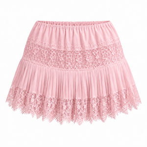 Lace Pleated Mini Skirt WHD0606162
