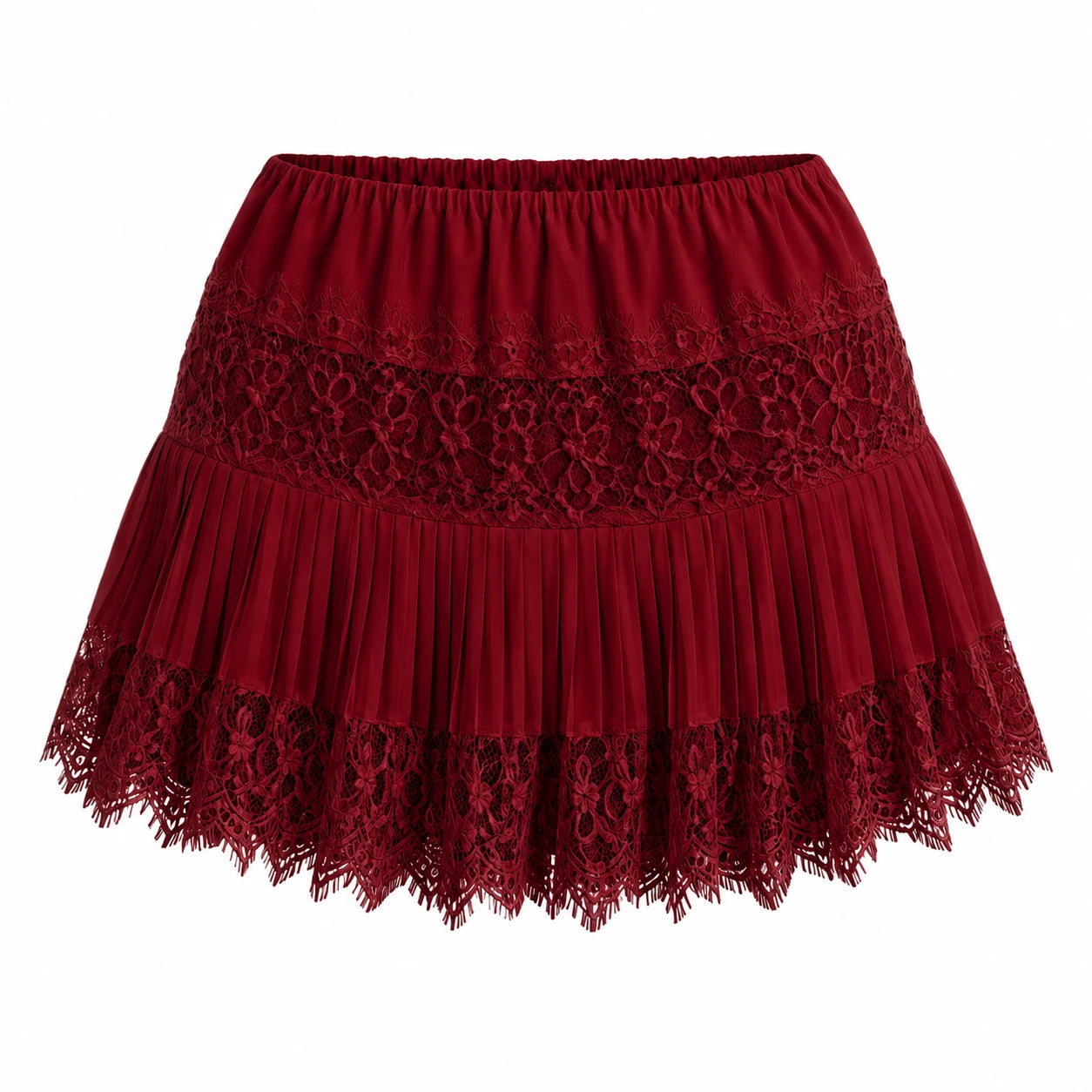 Lace Pleated Mini Skirt WHD0606162