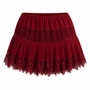 Lace Pleated Mini Skirt WHD0606162