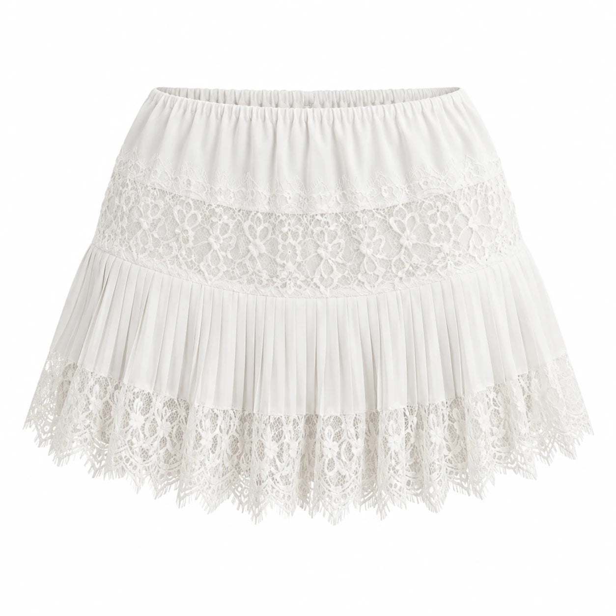 Lace Pleated Mini Skirt WHD0606162