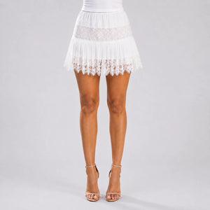 Lace Pleated Mini Skirt WHD0606162