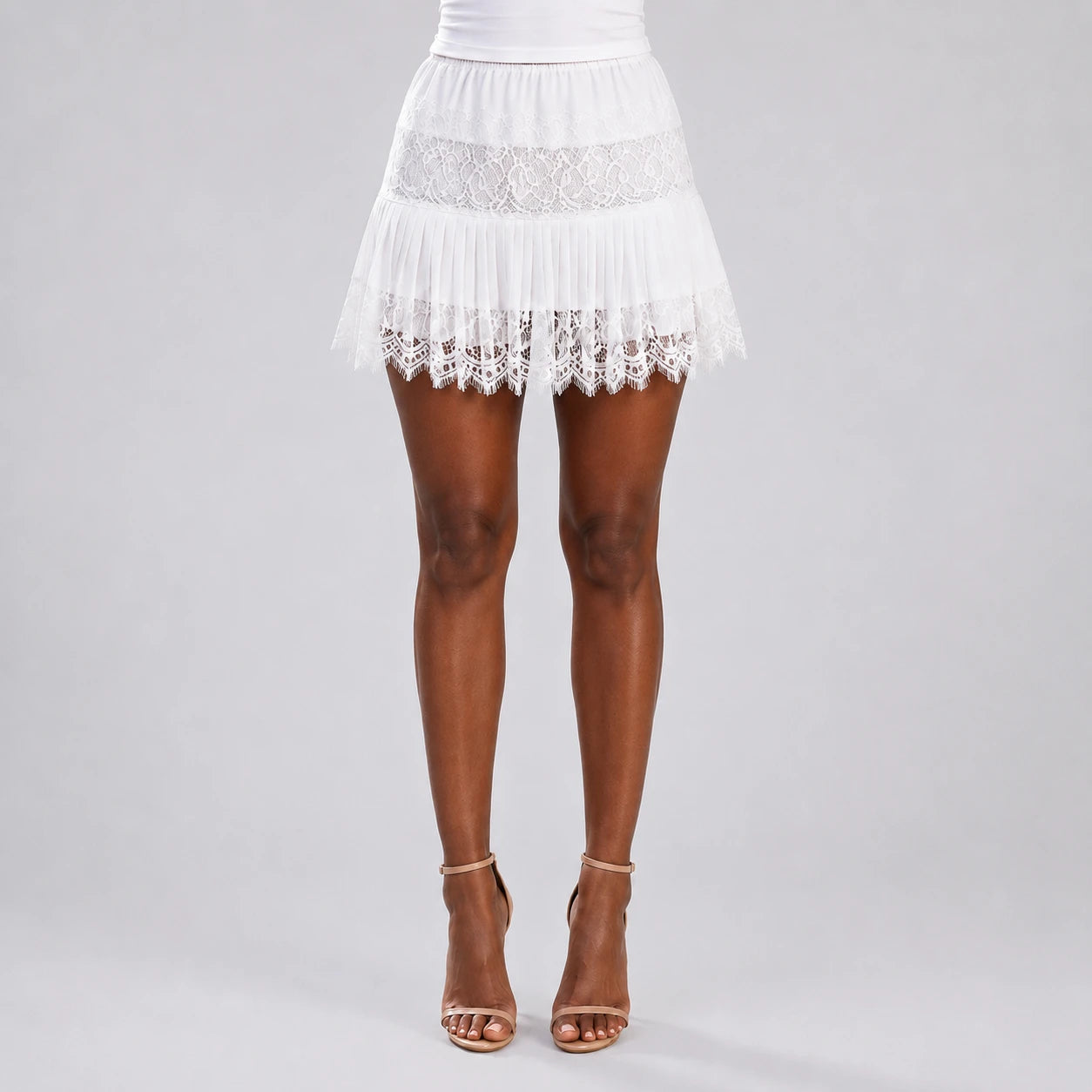 Lace Pleated Mini Skirt WHD0606162