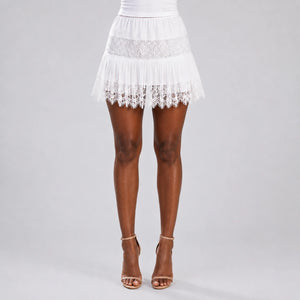 Lace Pleated Mini Skirt WHD0606162
