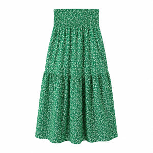 Floral Smocked Maxi Skirt WHD0606163