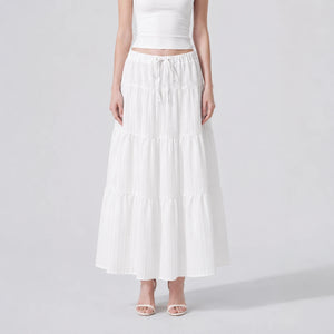 Tiered Drawstring Maxi Skirt WHD0606164