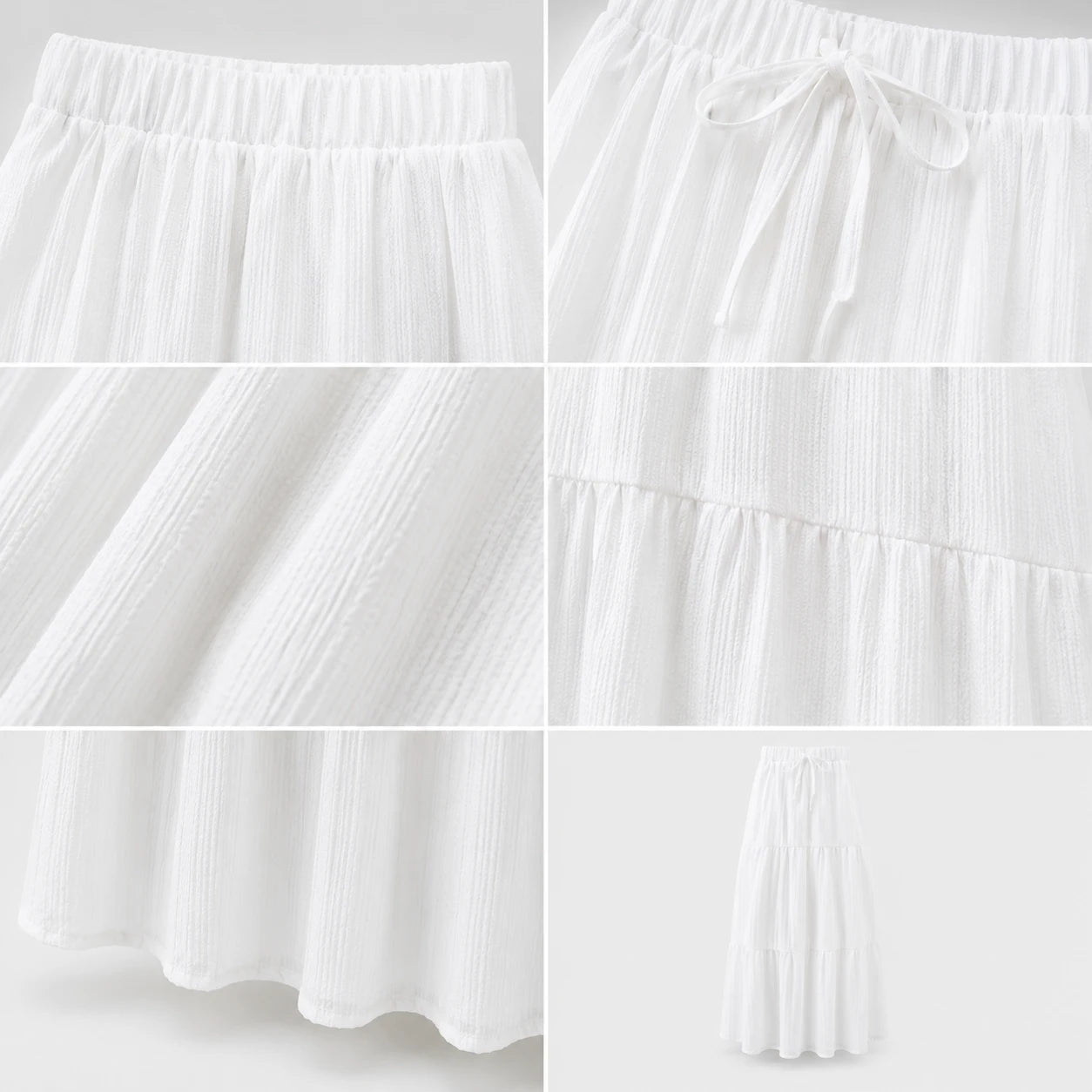 Tiered Drawstring Maxi Skirt WHD0606164