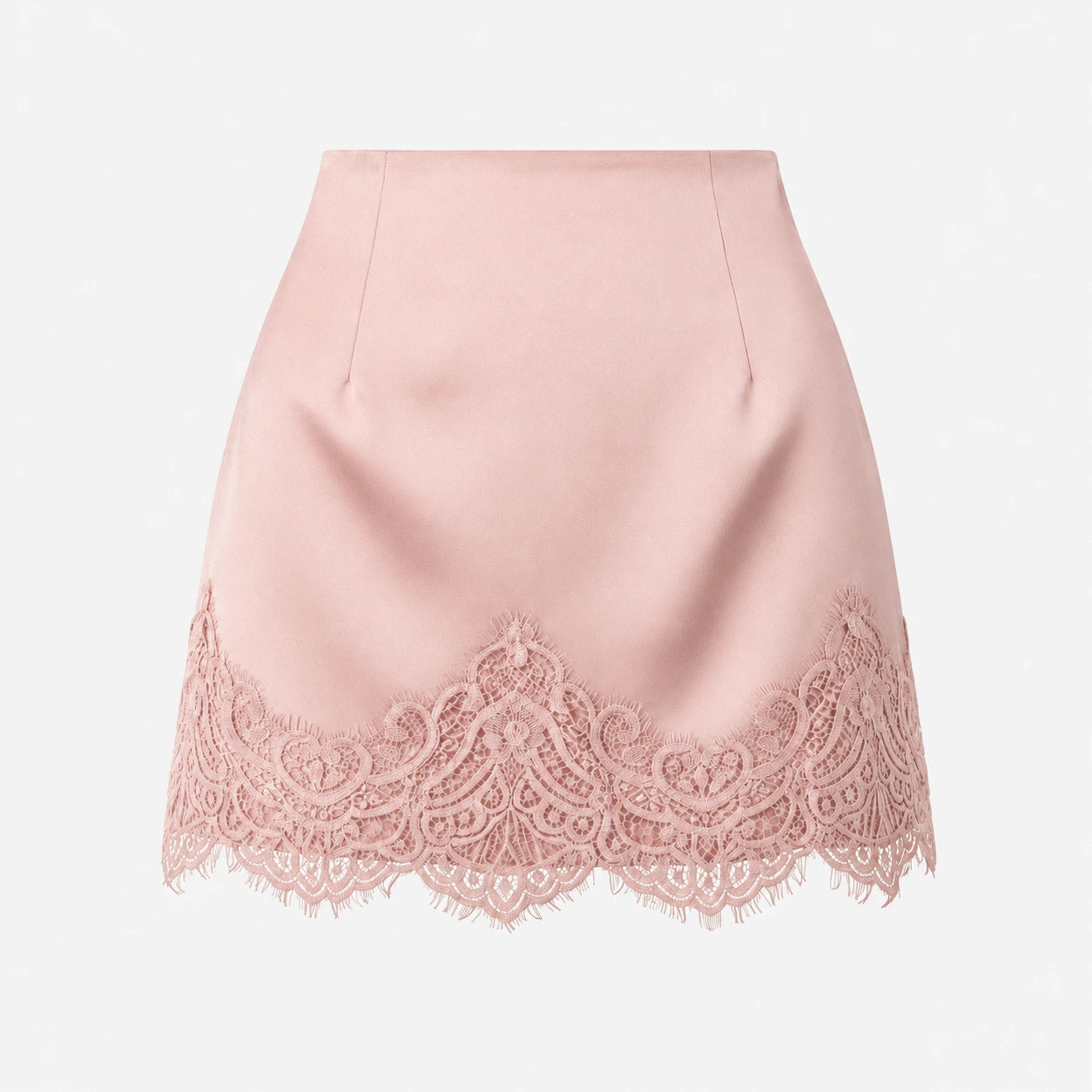 Lace Trim Satin Mini Skirt WHD0606167