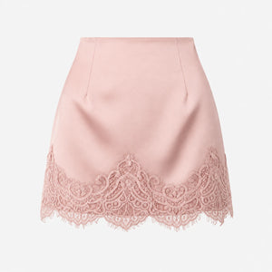 Lace Trim Satin Mini Skirt WHD0606167
