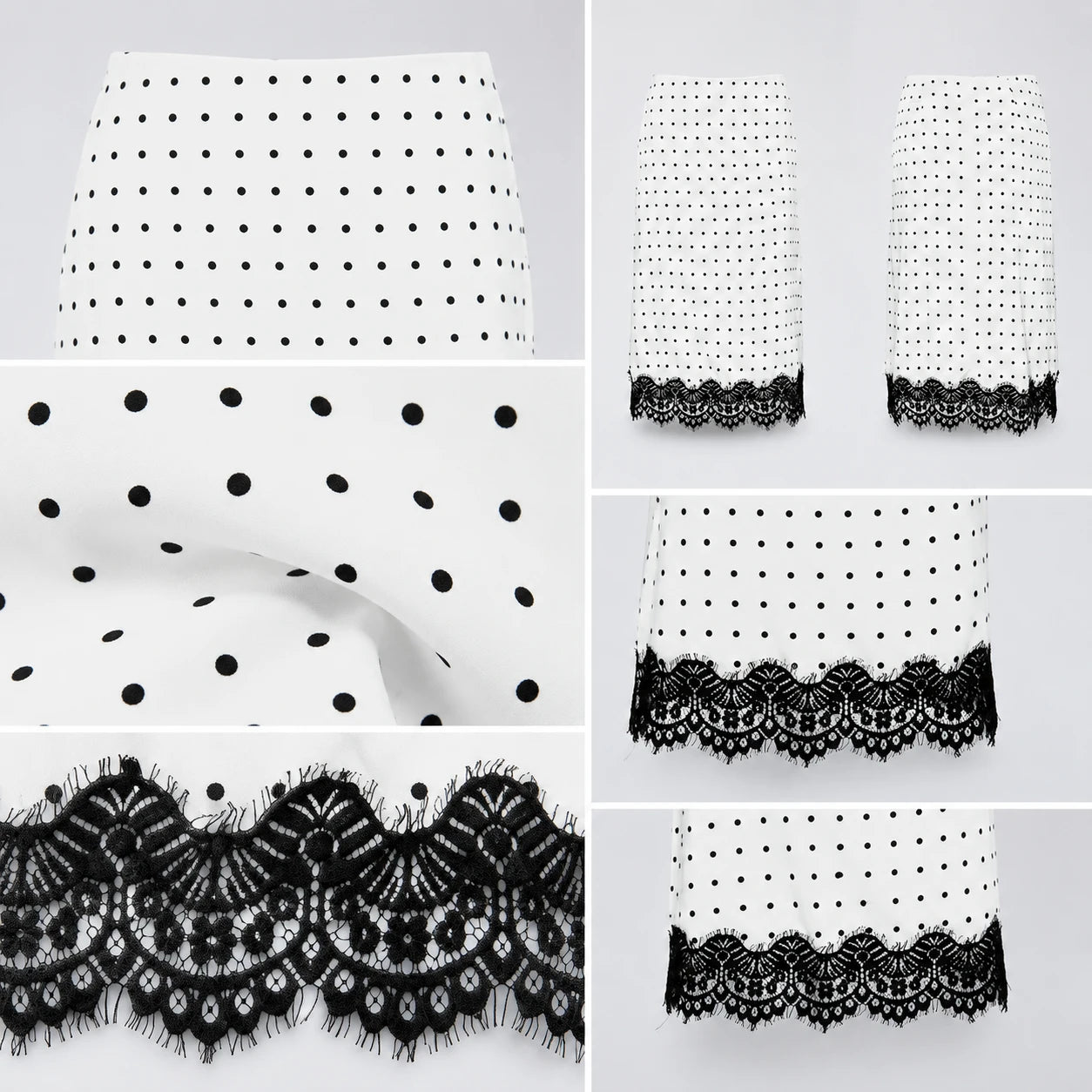Polka Dot Lace Midi Skirt WHD0606169