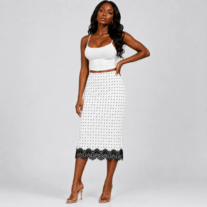 Polka Dot Lace Midi Skirt WHD0606169