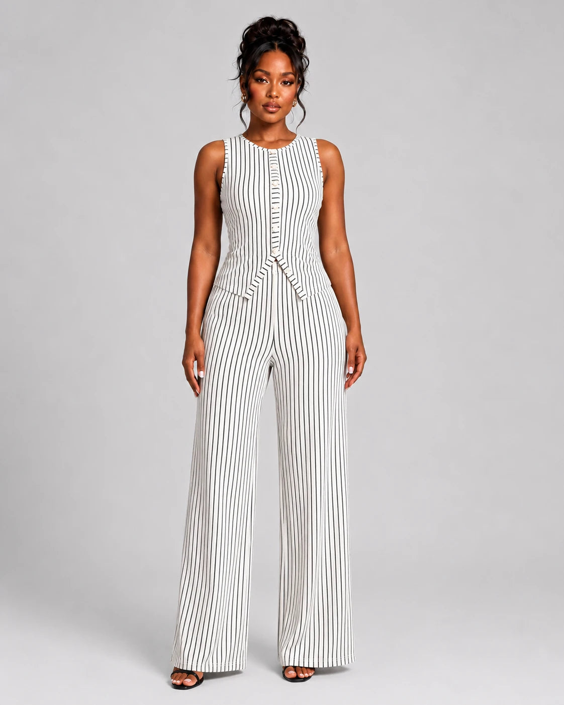 Striped Wide Leg Matching Set WHD0606173