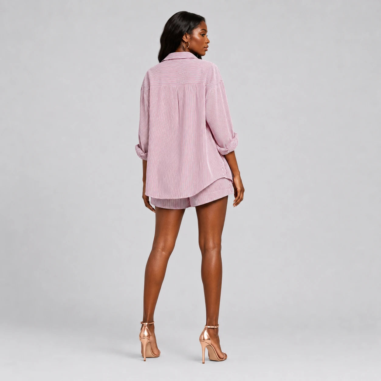 Pinstripe Shirt Shorts Set WHD0606179