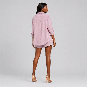 Pinstripe Shirt Shorts Set WHD0606179