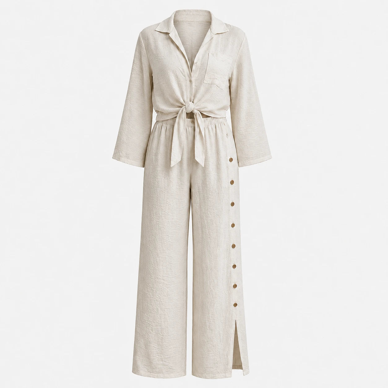 Tie Front Wide Leg Set WHD0606181