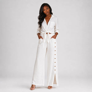 Tie Front Wide Leg Set WHD0606181
