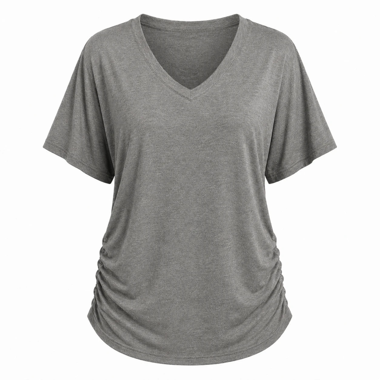 Ruched V-Neck Knit Top WHD0606182