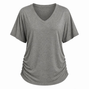Ruched V-Neck Knit Top WHD0606182