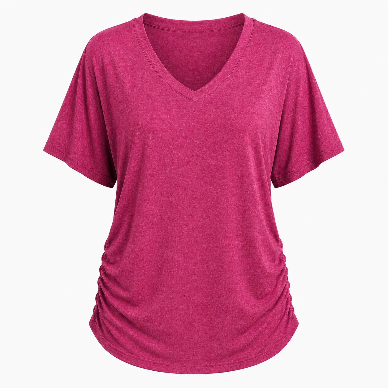 Ruched V-Neck Knit Top WHD0606182
