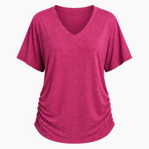 Ruched V-Neck Knit Top WHD0606182
