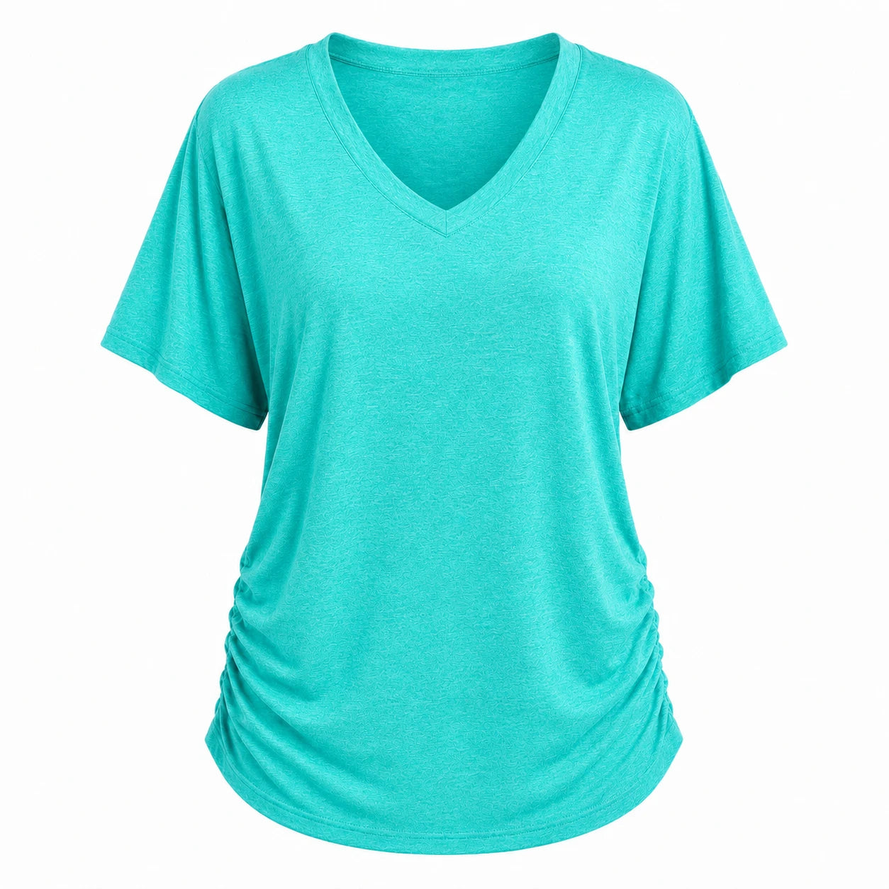 Ruched V-Neck Knit Top WHD0606182