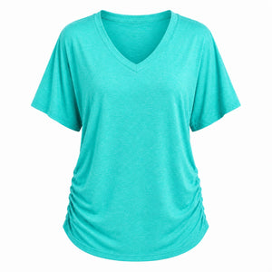 Ruched V-Neck Knit Top WHD0606182