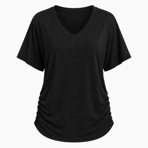 Ruched V-Neck Knit Top WHD0606182