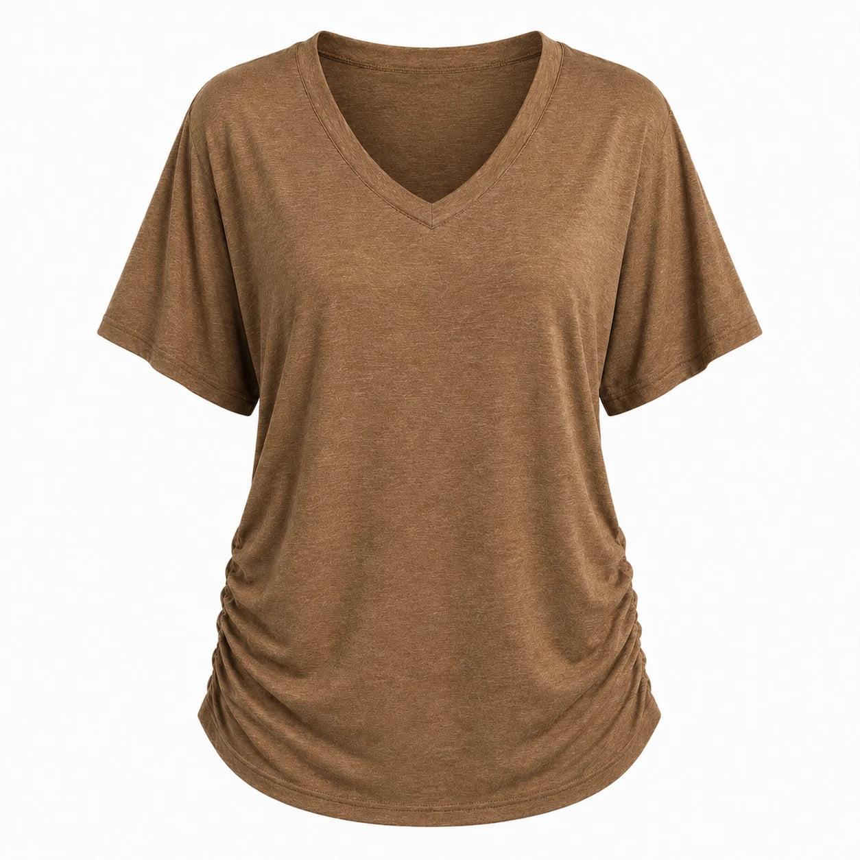 Ruched V-Neck Knit Top WHD0606182