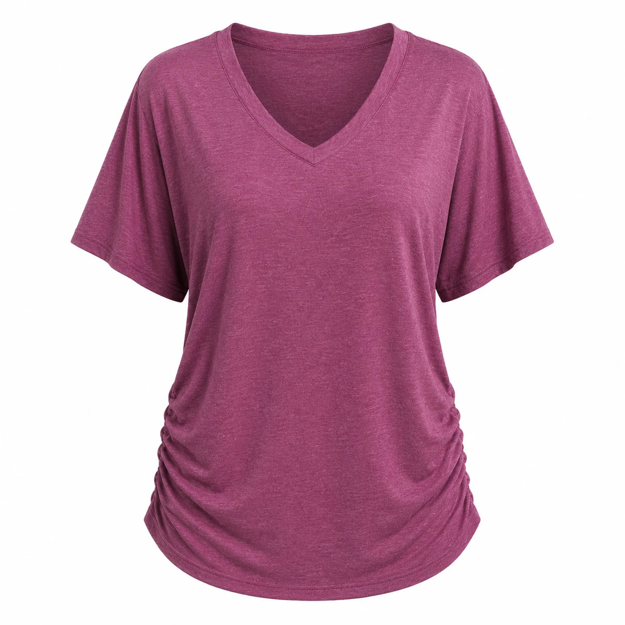 Ruched V-Neck Knit Top WHD0606182