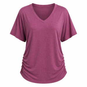 Ruched V-Neck Knit Top WHD0606182