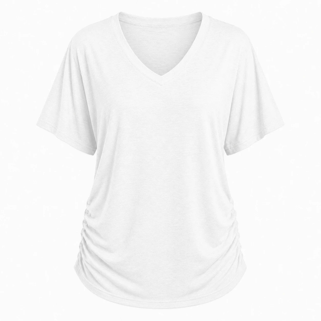 Ruched V-Neck Knit Top WHD0606182