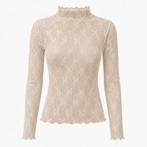 Sheer Lace Mock Neck Top WHD0606187
