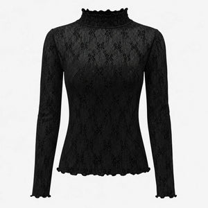 Sheer Lace Mock Neck Top WHD0606187