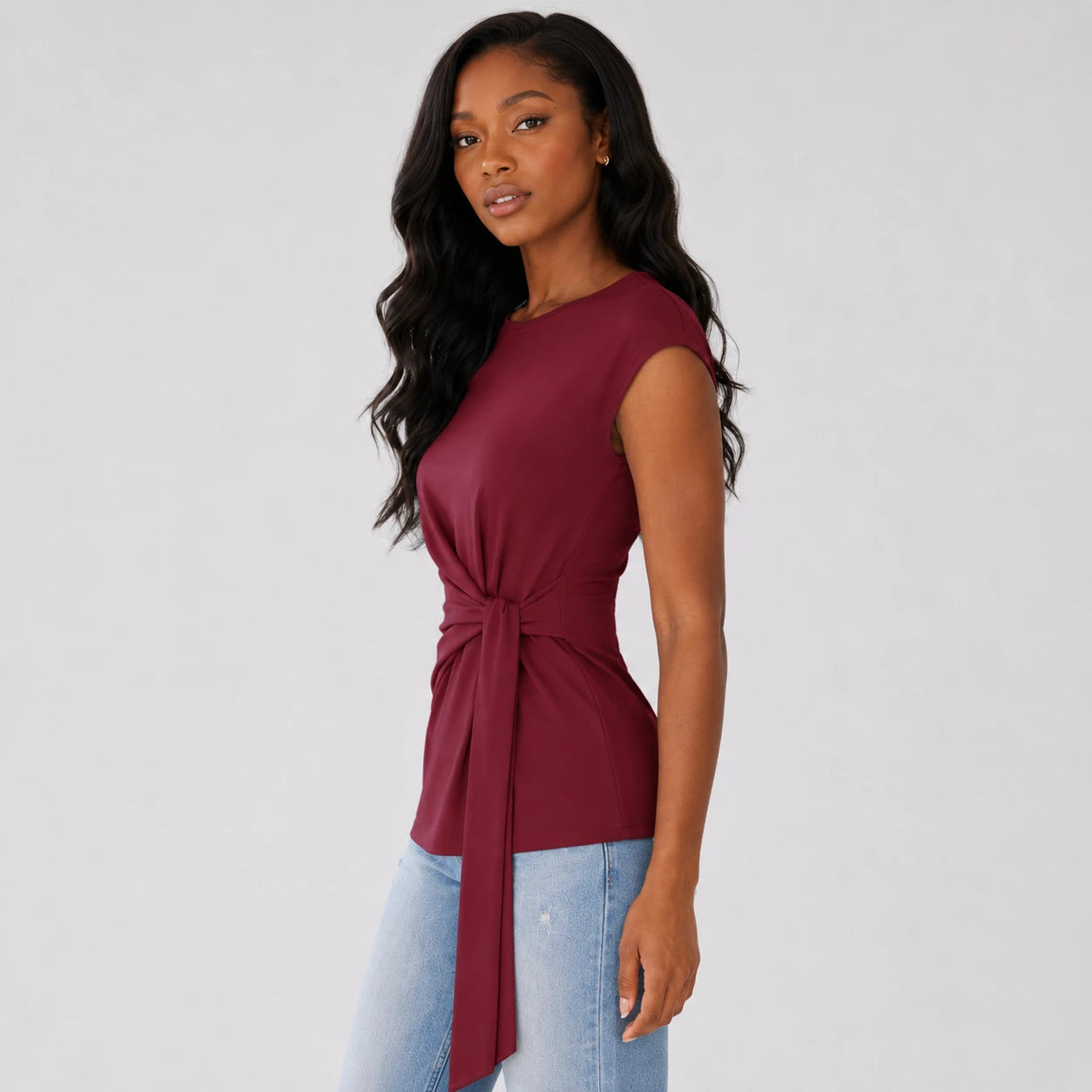 Twist Waist Sleeveless Top WHD0606188
