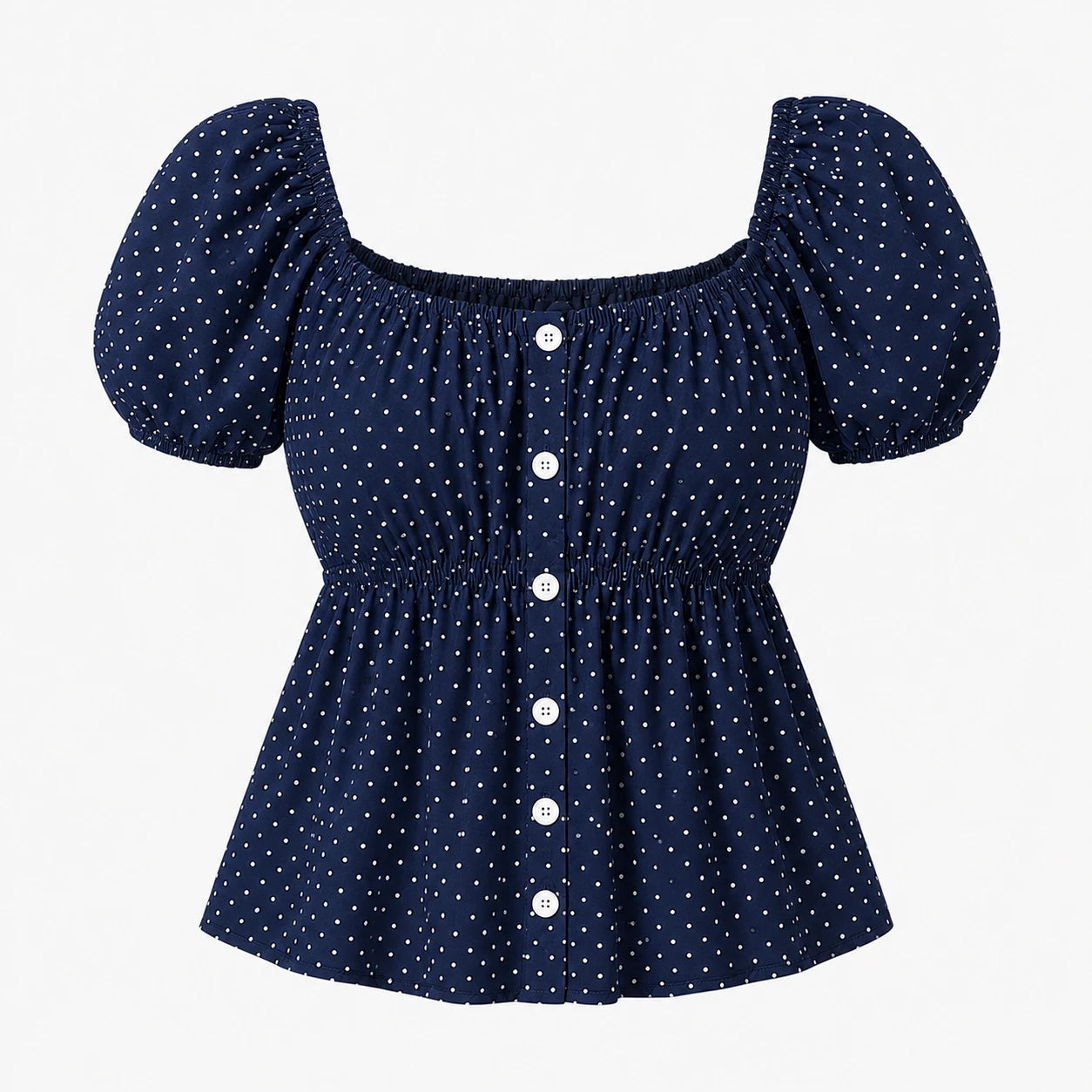 Polka Dot Puff Sleeve Top WHD0606190