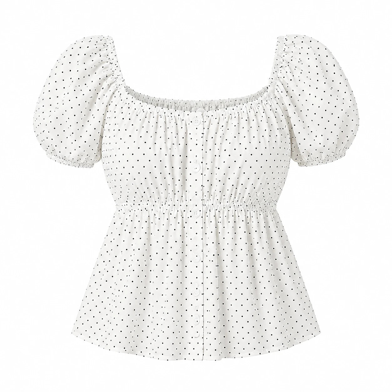 Polka Dot Puff Sleeve Top WHD0606190