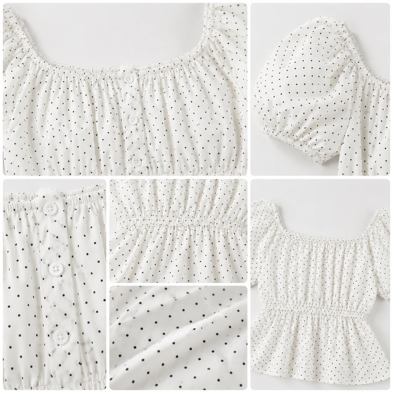 Polka Dot Puff Sleeve Top WHD0606190