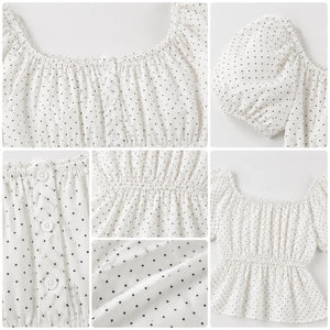 Polka Dot Puff Sleeve Top WHD0606190