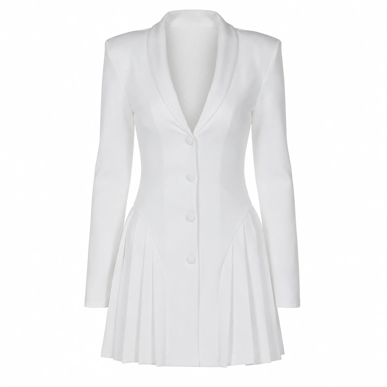 White Pleated Blazer Dress WHD0606192
